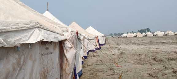 A city of tents started settling on the banks of the Ganges