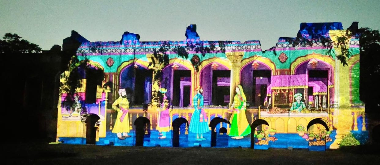 The grand light and sound show starts at the residency