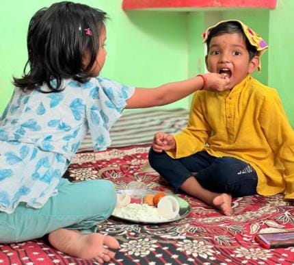 I applied tilak to my brother and wished him a long life.