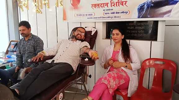 51 people donated blood in the camp, health of 100 people was checked.