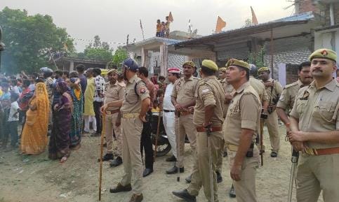 Allegations of stone pelting during idol immersion, police engaged in investigation