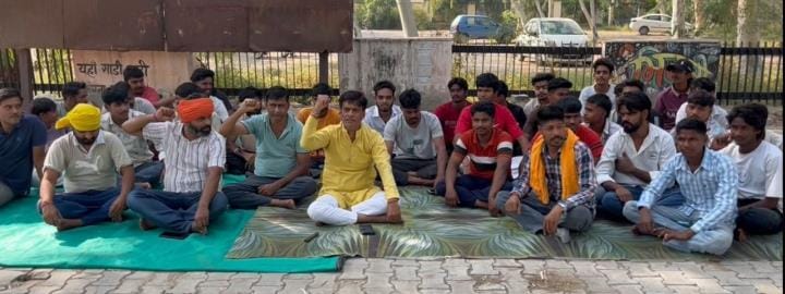 Cow protectors staged a sit-in protest against the lack of treatment for rabies-infected cattle.