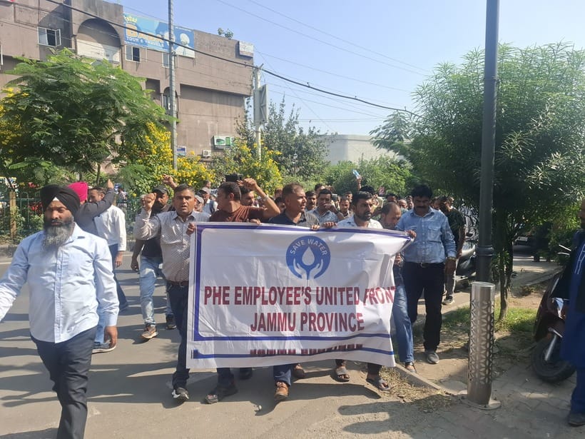 Temporary workers protest for permanent jobs and pending payments