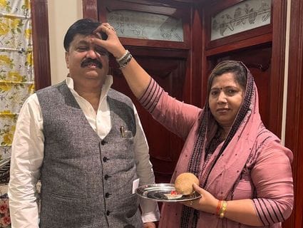 After applying a tilak of roli on the forehead, the sisters said may you live long, brother.