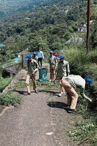 Volunteers of Dhaned School launched a cleanliness drive.