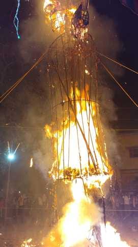 Lord Rama killed Ravana and burnt his effigy to ashes.