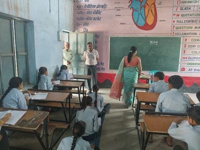 Block Education Officer inspected the half-yearly examination.