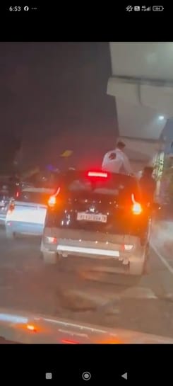 Youths from Delhi performed stunts and drove cars in Sahibabad.
