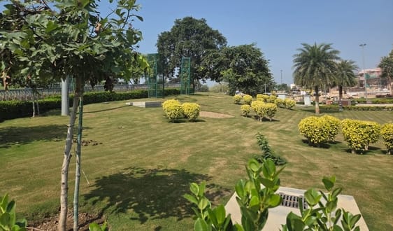 Lush greenery in the Ram temple complex