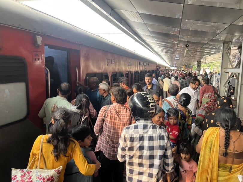 Passengers going to Bihar are missing trains due to overcrowding.