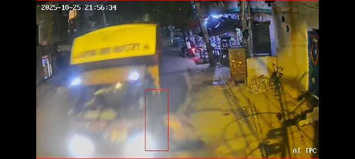 A speeding truck hit a young man, the incident was captured on CCTV.