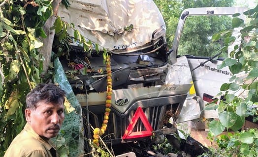 Ammonia tanker collides with a tree, driver injured