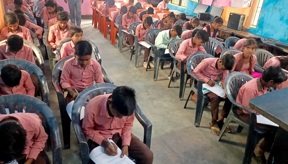 Children showed enthusiasm in the block level Mathematics Olympiad exam.