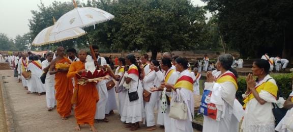 Buddhist Tosthali Jetavana Monastery was bustling with followers from different countries.