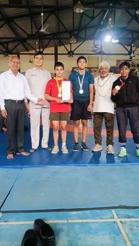 Women wrestlers were honored at the wrestling stadium.