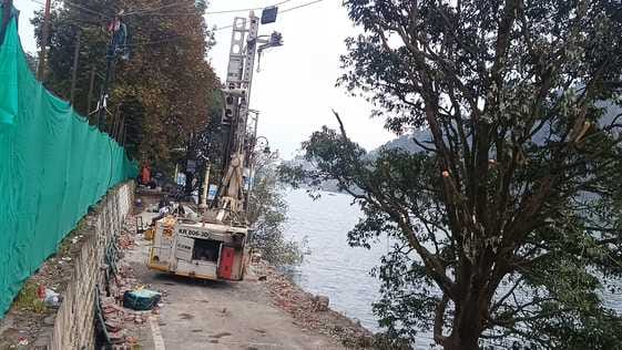 Drilling work begins for the repair of Lower Mall Road