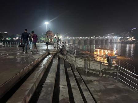 The municipality got the immersion ghat cleaned.