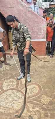 The snake turned out to be five feet long and was caught and released into the jungle