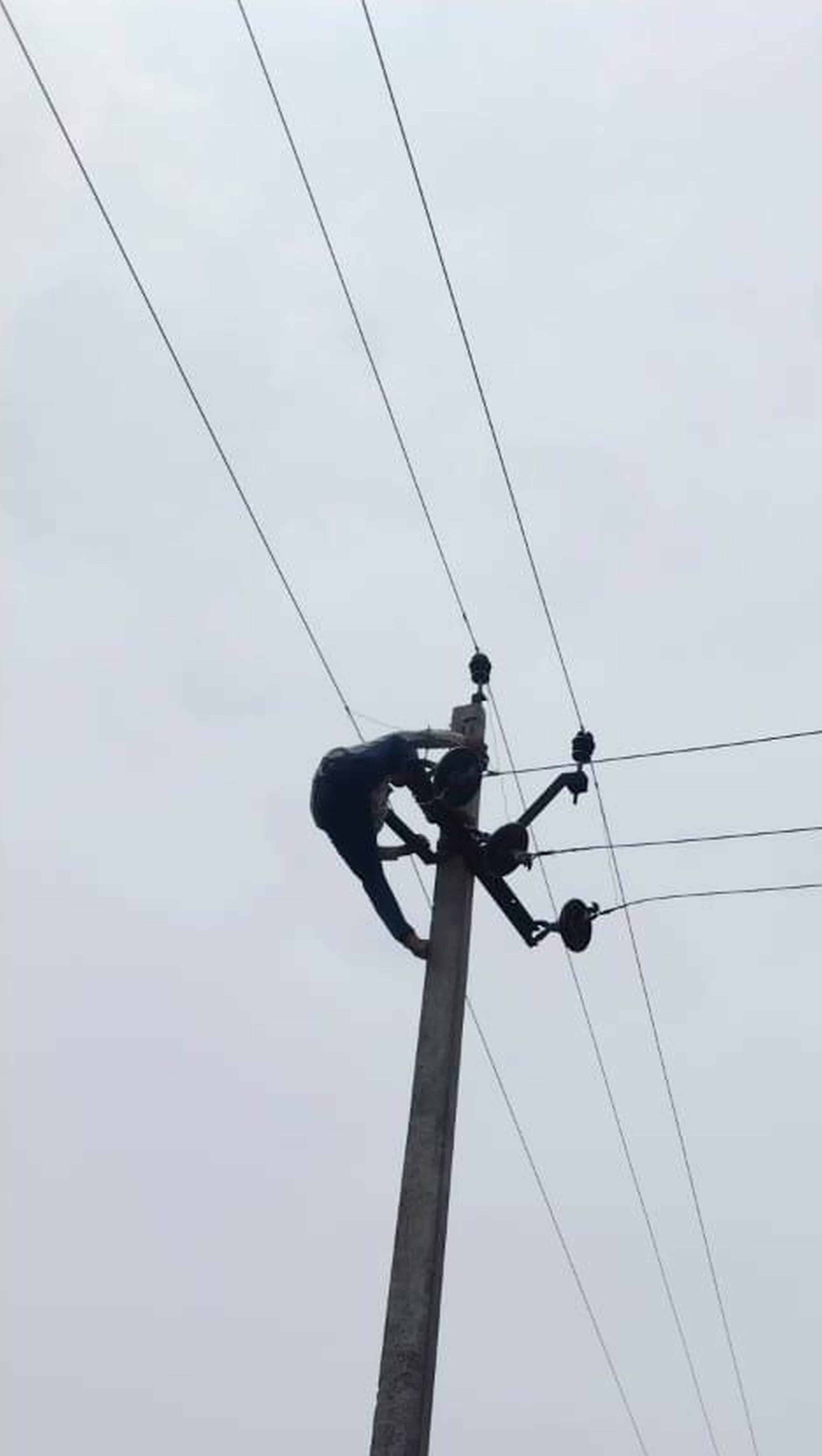 भदैंया में फाल्ट ठीक करते कर्मी।  