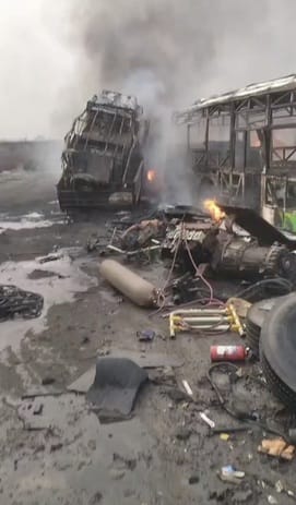Fire broke out due to LPG cylinder explosion, 10 condemned buses burnt