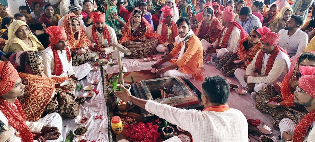 The committee arranged the marriage of seven girls.