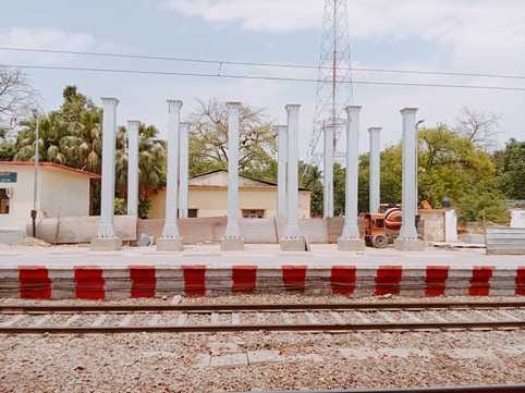 Work on the overbridge was halted due to not being allowed to block the yard.