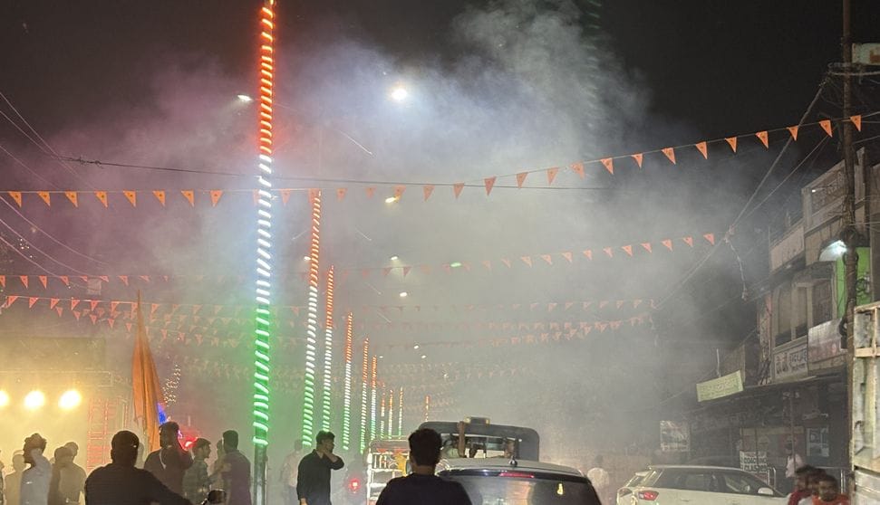 Fireworks to FIR Builder bursts crackers surat road to celebrate son birthday held