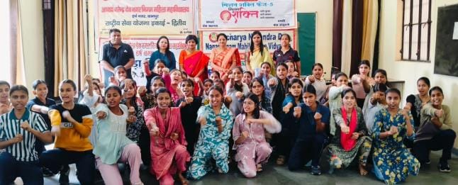 Female students were taught how to punch and kick for self-defense