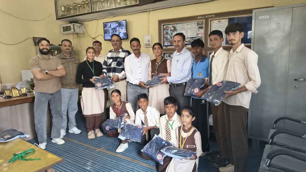 Track suits distributed to state level selected players in Gehravi Vidyalaya