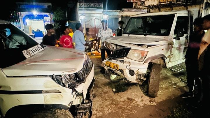 High-speed SUV collides with bike and pickup, three injured