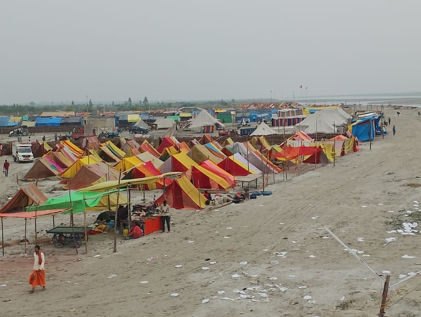 Ghats are surrounded by filth...hand pump handles are broken