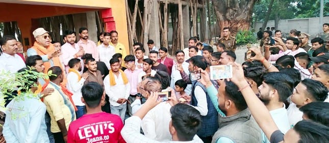 Activists gathered at the Kalamath temple, demanding an investigation into the destruction of the wall and idols.