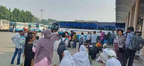 Temporary bus stand built on Ranjitpur Road