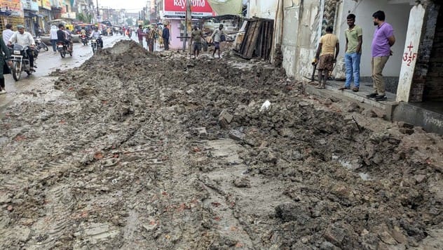Traffic is being disrupted due to road digging and debris