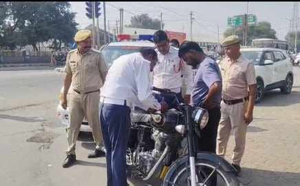 A challan of Rs 23,000 was issued for a Bullet bike at Lal Batti Chowk