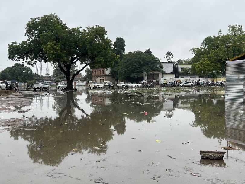 The Jeevan Ram ground is flooded with water, preventing players from practicing due to lack of drainage.
