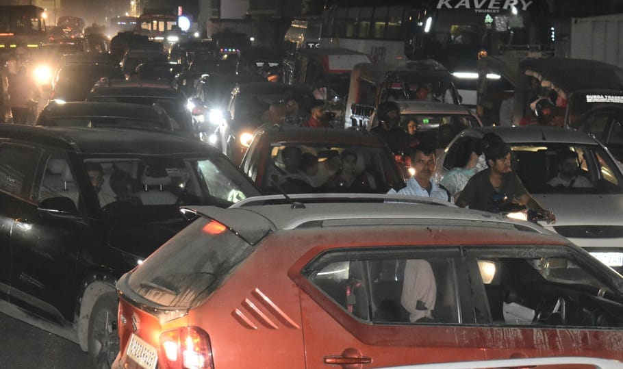 The wedding party danced to the tune of the band, while the residents struggled with traffic jams.