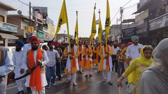 Devotees gathered in Nagar Kirtan