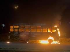A parked bus caught fire in Dindori, with the former BJP district president blaming travel owners.