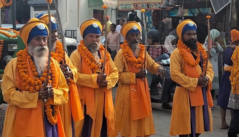 Nagar Kirtan organised to commemorate the birth anniversary of Guru Nanak Dev.