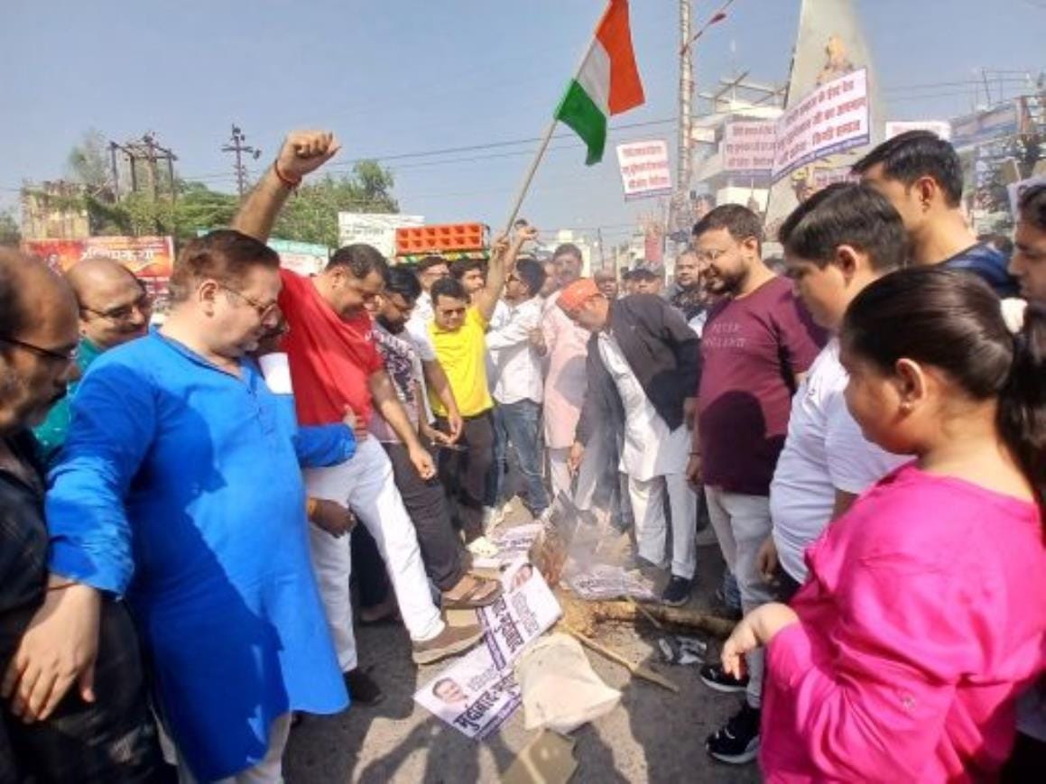 Effigy of Chhattisgarh Kranti Sena president burnt