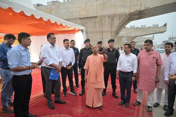 CM Yogi expressed his displeasure over the slow pace of construction of the flyover in Gorakhpur.