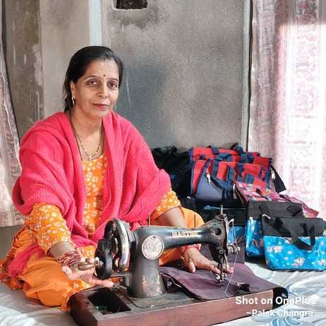 After her husband lost his job, Veena became the family's support system, improving their finances by making bags.
