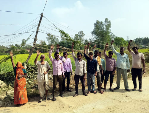 There are no poles or power lines in Girdharpur, villagers staged a protest.