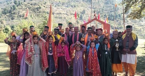 The consecration of the deity Mati Simha Temple Kot began with the water journey.