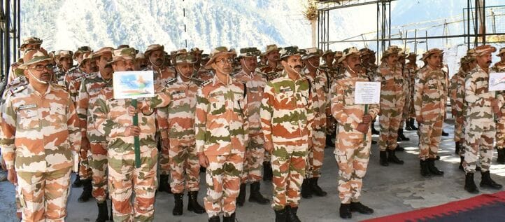 Children sang Vande Mataram along with ITBP jawans in Reckong Peo.