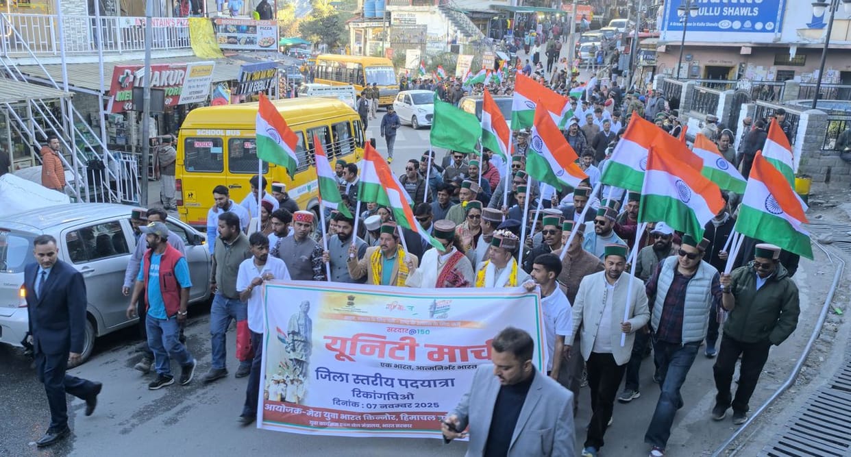 MP Kangana Ranaut flagged off the Unity March in Reckong Peo.