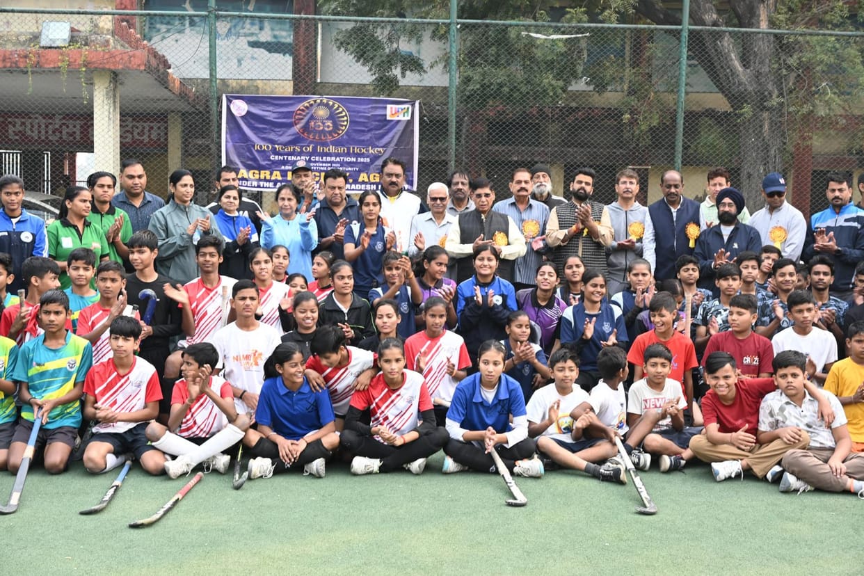 Celebrated by playing hockey match at Eklavya Stadium
