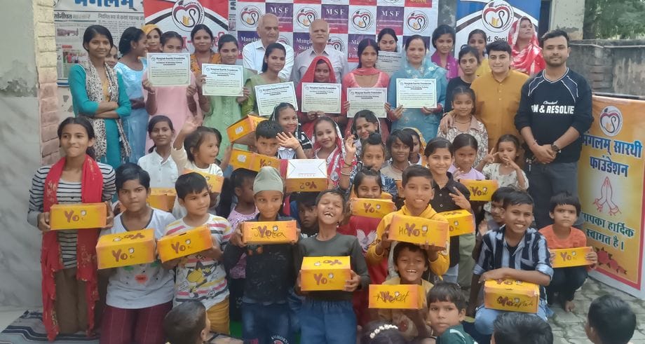 Certificates given to women who took sewing training