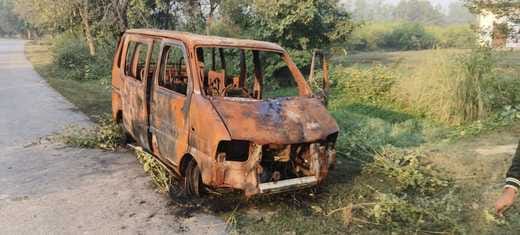 Car caught fire while trying to start, passengers narrowly escaped